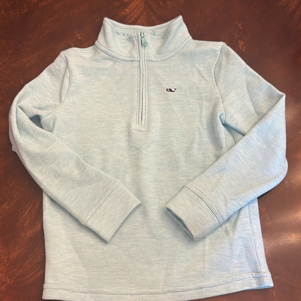 Kids long sleeve half zip light minty green